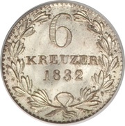 6 Kreuzers - Leopold I, Germany, 1831-1837 reverse image