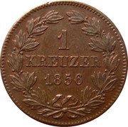1 Kreuzer - Frederick I, Germany, 1856 reverse image