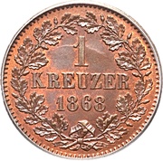 1 Kreuzer - Frederick I, Germany, 1859-1871 reverse image