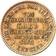 1 Kreuzer - Frederick I Constitution, Germany, 1868 reverse image