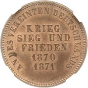 1 Kreuzer - Frederick I Victory over France, Germany, 1871 reverse image