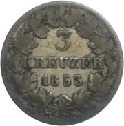 3 Kreuzers - Leopold I, Germany, 1841-1856 reverse image