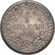 ½ Gulden - Leopold I, Germany, 1838-1846 reverse image