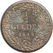 ½ Gulden - Leopold I, Germany, 1845-1852 reverse image