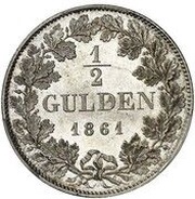 ½ Gulden - Frederick I, Germany, 1860-1865 reverse image