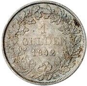 1 Gulden - Leopold I, Germany, 1842-1845 reverse image