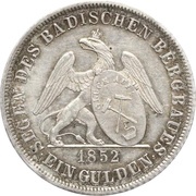 1 Gulden - Leopold I Ausbeute-Gulden, Germany, 1852 reverse image
