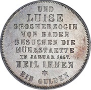 1 Gulden - Frederick I Mint Visit, Germany, 1857 reverse image