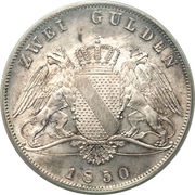 2 Gulden - Leopold I, Germany, 1846-1852 reverse image