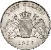 2 Gulden - Frederick I, Germany, 1856 reverse image