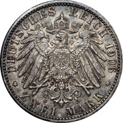 2 Marks - Frederick I Golden Wedding, Germany, 1906 reverse image