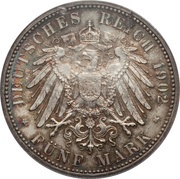 5 Mark - Frederick I Reign, Germany, 1902 reverse image