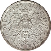 5 Mark - Frederick I, Germany, 1902-1907 reverse image