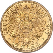 10 Mark - Frederick I, Germany, 1902-1907 reverse image