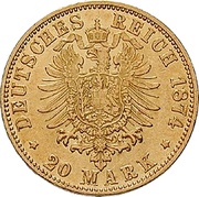 20 Mark - Frederick I, Germany, 1874 reverse image