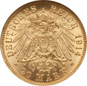 20 Mark - Frederick II, Germany, 1911-1914 reverse image