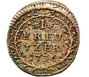 1 Kreuzer - Charles IV William, Germany, 1736 reverse image