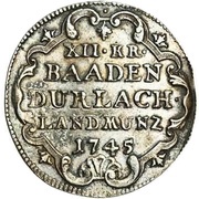 12 Kreuzer - Charles Frederick, Germany, 1745 reverse image