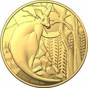 10 Dollars - Elizabeth II 6th Portrait - Kangaroo - Gold Proof, Australia, 2022 reverse image