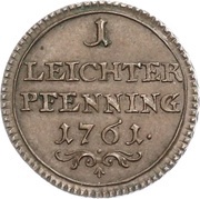 1 Pfenning - Adam Frederick of Seinsheim, Germany, 1761 reverse image
