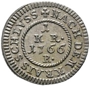 1 Kreuzer - Adam Frederick of Seinsheim, Germany, 1766 reverse image