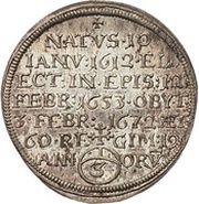 3 Kreuzers "Sterbegroschen" - Philip Valentin, Germany, 1672 reverse image