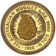 15 Dollars - Elizabeth II 3rd Portrait - Australian Nugget - Gold Proof, Australia, 1988 reverse image