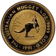15 Dollars - Elizabeth II 3rd Portrait - Grey Kangaroo - Gold Bullion Coin, Australia, 1990-1991 reverse image