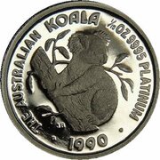 15 Dollars - Elizabeth II 3rd Portrait - Koala - Platinum, Australia, 1990-1991 reverse image