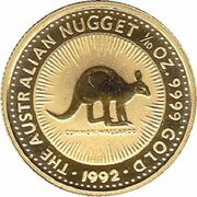 15 Dollars - Elizabeth II 3rd Portrait - Australian Nugget - Gold Bullion Coin, Australia, 1991-1992 reverse image