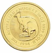 15 Dollars - Elizabeth II 3rd Portrait - Australian Kangaroo - Gold Bullion Coin, Australia, 1993-1994 reverse image