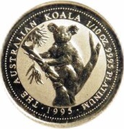 15 Dollars - Elizabeth II 3rd Portrait - Koala - Platinum, Australia, 1994-1995 reverse image