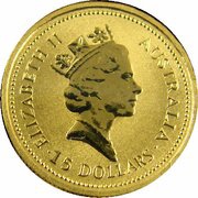 15 Dollars - Elizabeth II 3rd Portrait - Australian Kangaroo - Gold Bullion Coin obverse image
