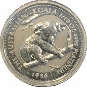 15 Dollars - Elizabeth II 3rd Portrait - Koala Platinum, Australia, 1995-1996 reverse image