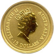 15 Dollars - Elizabeth II 3rd Portrait - Australian Kangaroo - Gold Bullion Coin obverse image