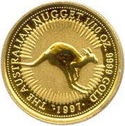 15 Dollars - Elizabeth II 3rd Portrait - Australian Kangaroo - Gold Bullion Coin, Australia, 1996-1997 reverse image
