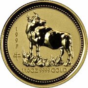 15 Dollars - Elizabeth II 3rd Portrait - Year of the Ox - Gold Bullion Coin, Australia, 1997 reverse image