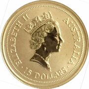 15 Dollars - Elizabeth II 3rd portrait - Australian Nugget Gold obverse image