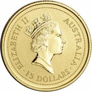 15 Dollars - Elizabeth II 3rd Portrait - Year of the Tiger - Gold Bullion Coin obverse image