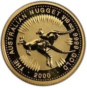 15 Dollars - Elizabeth II 4th Portrait - Kangaroo Gold Nugget, Australia, 1999-2000 reverse image