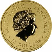 15 Dollars - Elizabeth II 4th Portrait - Year of the Dragon - Gold Bullion Coin obverse image