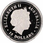 15 Dollars - Elizabeth II 4th Portrait - Koala - Platinum obverse image