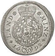 30 Kreuzers - Maximilian II Emanuel, Germany, 1692 reverse image