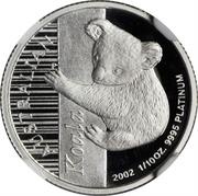 15 Dollars - Elizabeth II 4th Portrait - Koala - Platinum reverse image