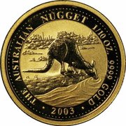 15 Dollars - Elizabeth II 4th Portrait - Kangaroo - Gold Bullion Coin, Australia, 2002-2003 reverse image