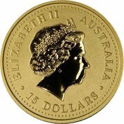 15 Dollars - Elizabeth II 4th Portrait - Year of the Goat - Gold Bullion Coin obverse image