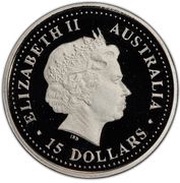 15 Dollars - Elizabeth II 4th Portrait - Koala - Platinum obverse image