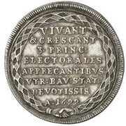2 Ducats - Maximilian II Emanuel Birth of Prince Ferdinand Maria; Silver pattern, Germany, 1699 reverse image