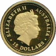 15 Dollars - Elizabeth II 4th Portrait - Kangaroo - Gold Bullion Coin obverse image