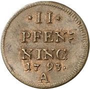2 Pfenning - Charles Theodor, Germany, 1793 reverse image